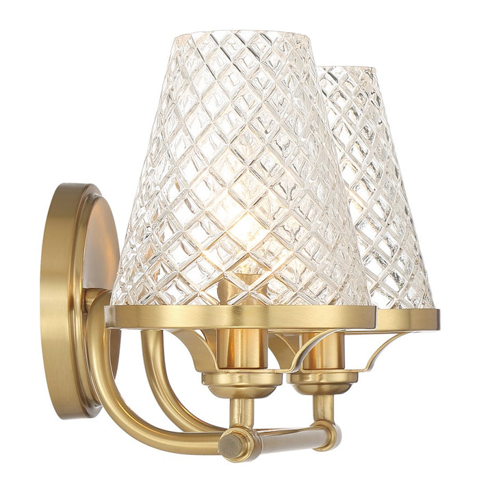 Savoy House Candler 2-Light Bathroom Vanity Light, Warm Brass