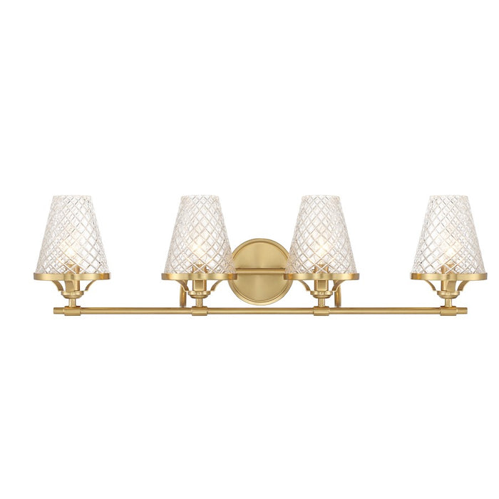 Savoy House Candler 4 Light Bath, Warm Brass/Clear - 8-3596-4-322