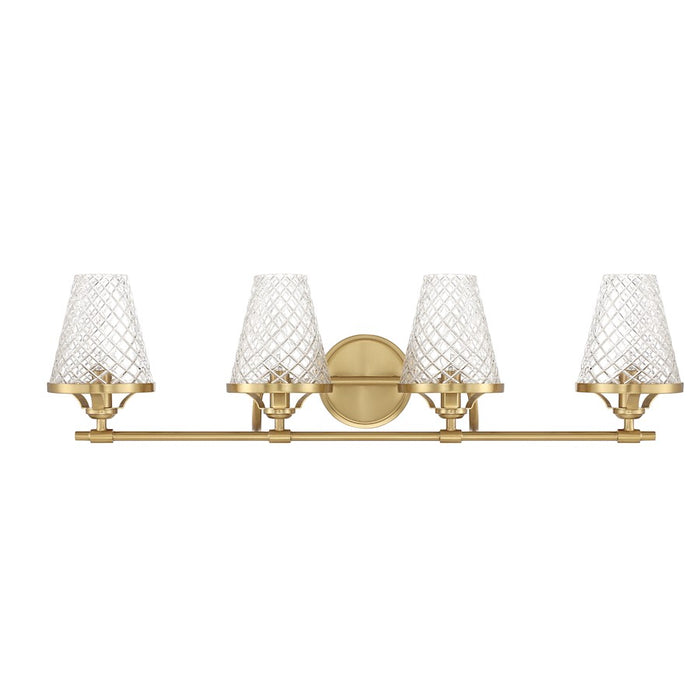 Savoy House Candler 4-Light Bathroom Vanity Light, Warm Brass