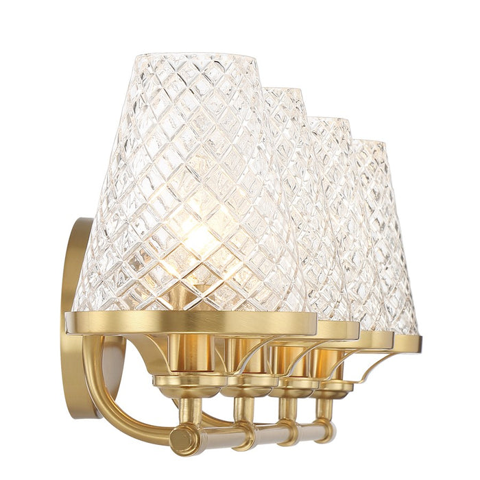 Savoy House Candler 4-Light Bathroom Vanity Light, Warm Brass