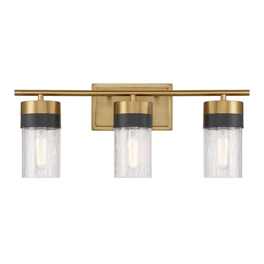 Savoy House Brickell 3Lt Bathroom Vanity Light, Brass/Black - 8-3600-3-322