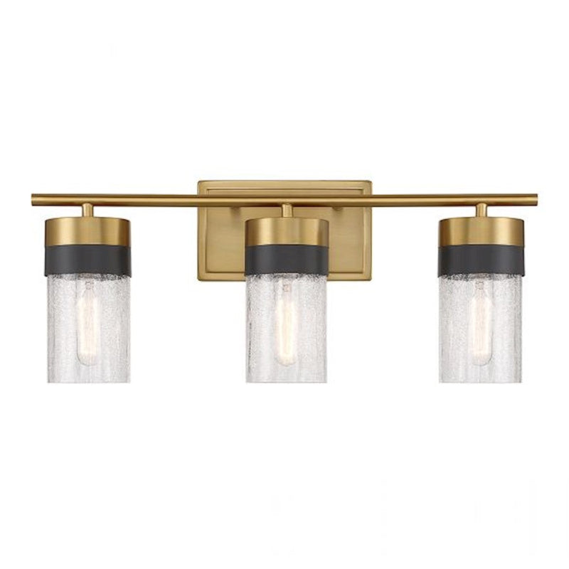 Savoy House Brickell 3Lt Bathroom Vanity Light, Brass/Black