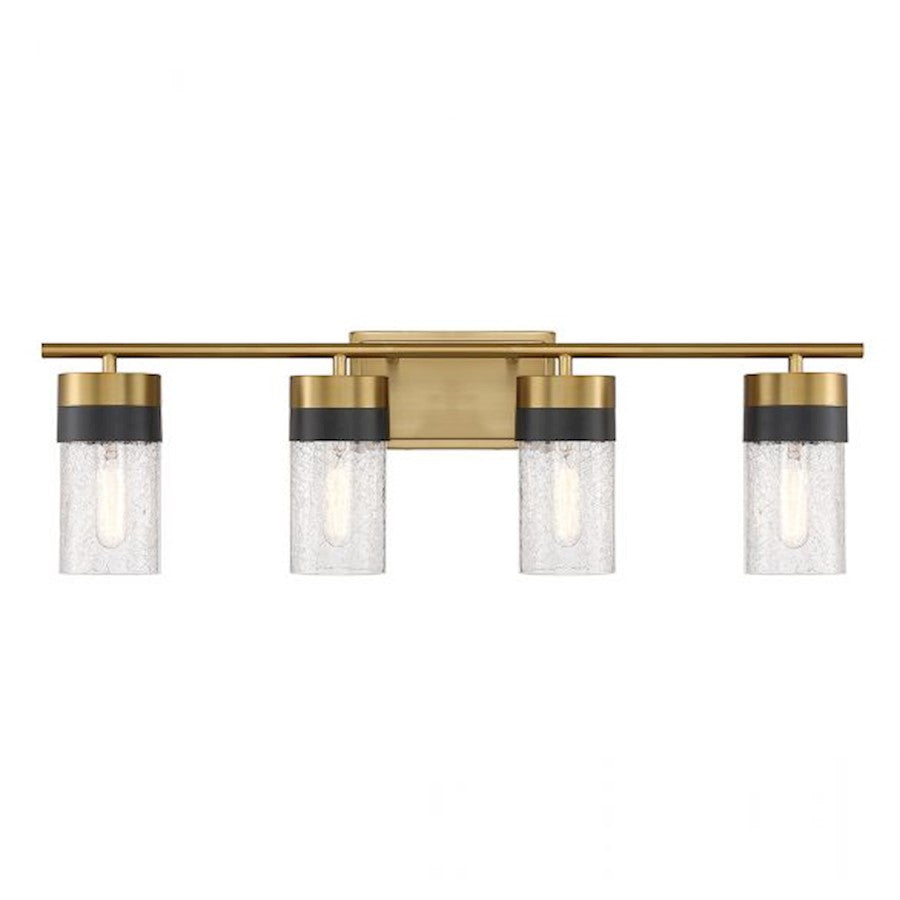 Savoy House Brickell 4Lt Bathroom Vanity Light, Brass/Black - 8-3600-4-322