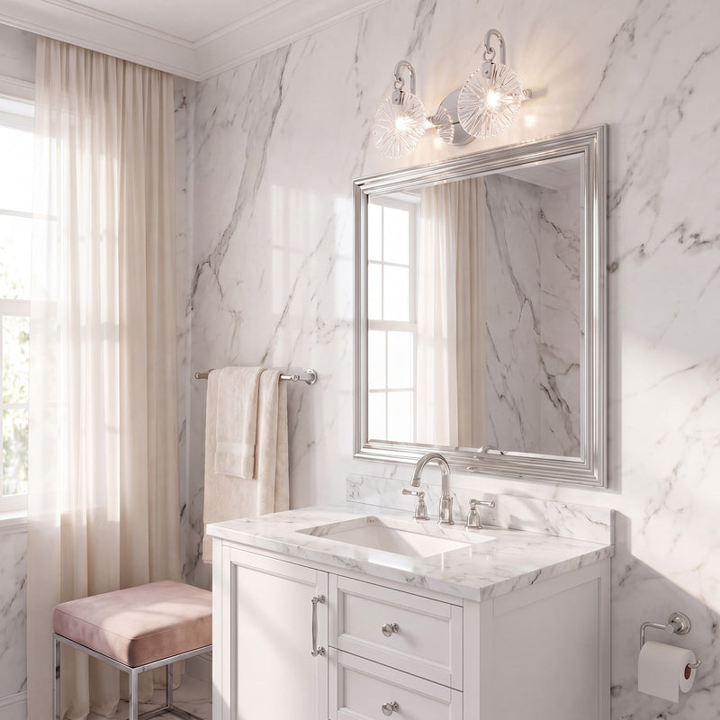 Savoy House Addison 2 Light Bath, Polished Chrome/Clear Starburst
