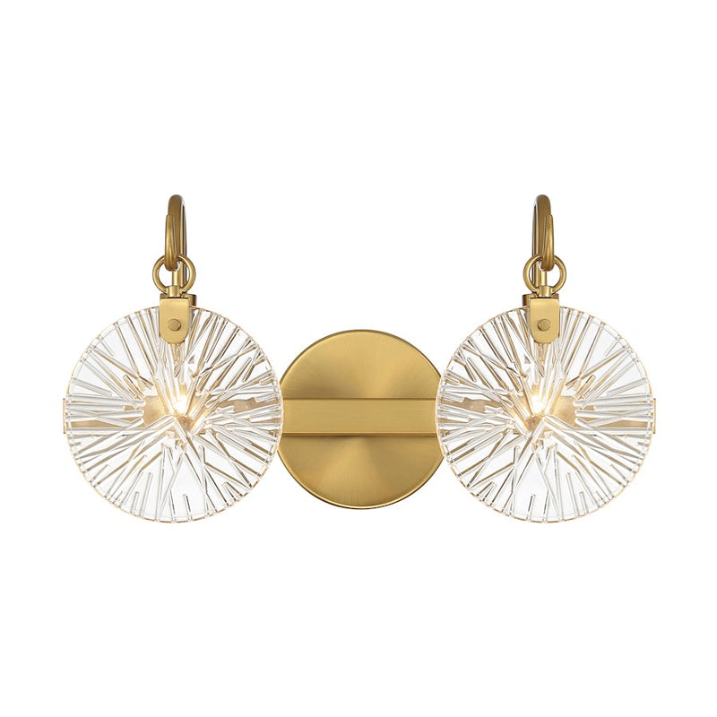 Savoy House Addison 2 Light Bath, Warm Brass/Clear Starburst