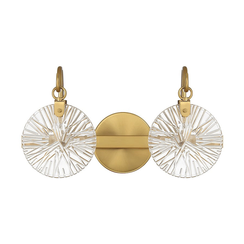 Savoy House Addison 2 Light Bath, Warm Brass/Clear Starburst