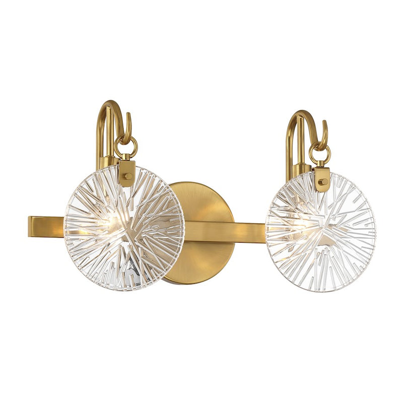 Savoy House Addison 2 Light Bath, Warm Brass/Clear Starburst