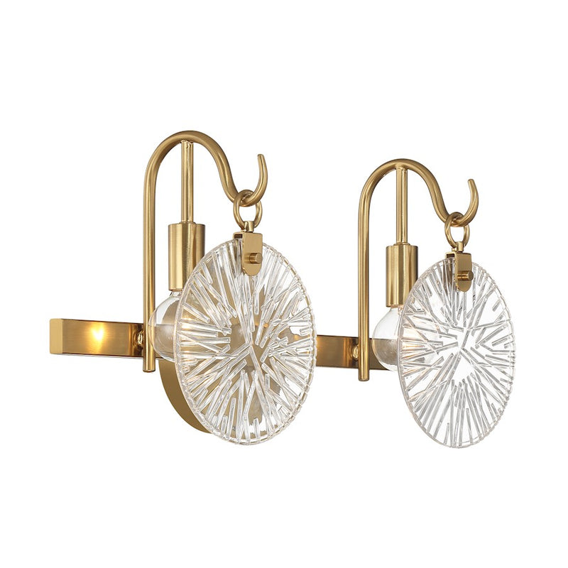Savoy House Addison 2 Light Bath, Warm Brass/Clear Starburst