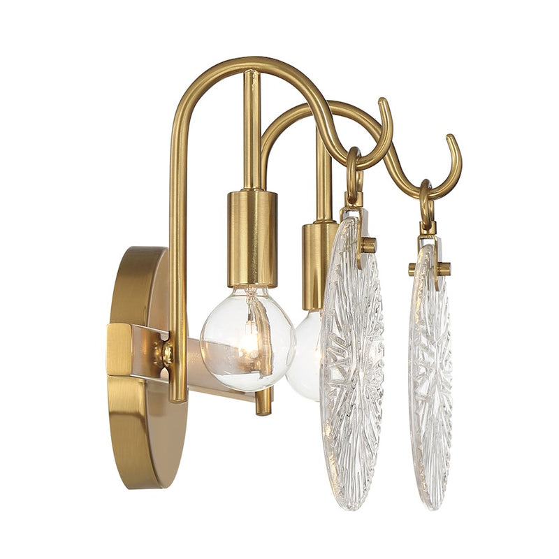 Savoy House Addison 2 Light Bath, Warm Brass/Clear Starburst