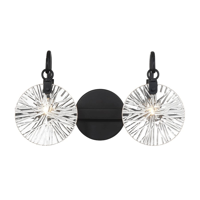 Savoy House Addison 2 Light Bath, Matte Black/Clear Starburst