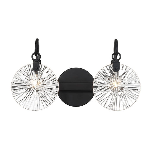 Savoy House Addison 2 Light Bath, Matte Black/Clear Starburst - 8-3981-2-BK