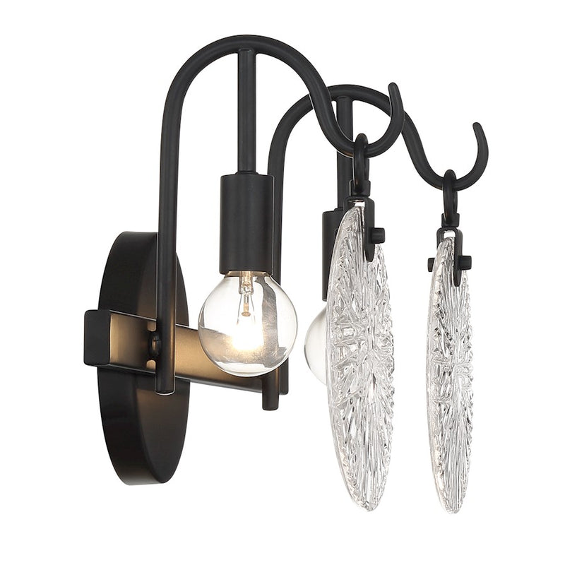 Savoy House Addison 2 Light Bath, Matte Black/Clear Starburst