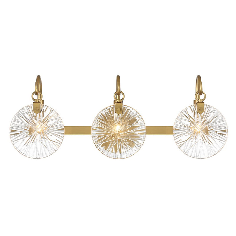 Savoy House Addison 3 Light Bath, Warm Brass/Clear Starburst