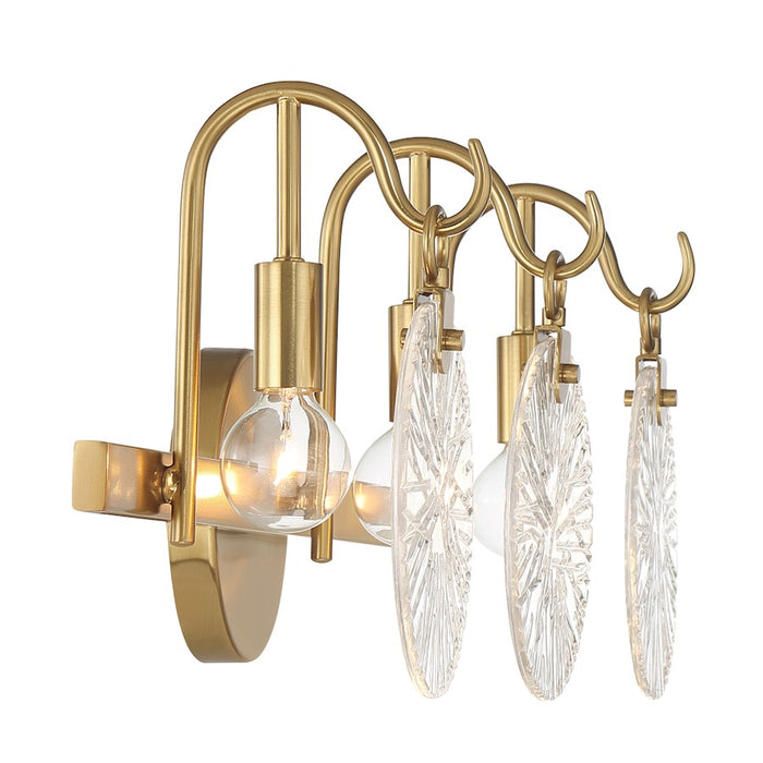 Savoy House Addison 3 Light Bath, Warm Brass/Clear Starburst