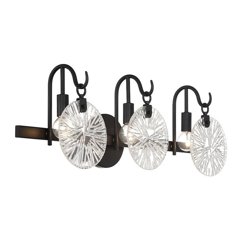 Savoy House Addison 3 Light Bath, Matte Black/Clear Starburst