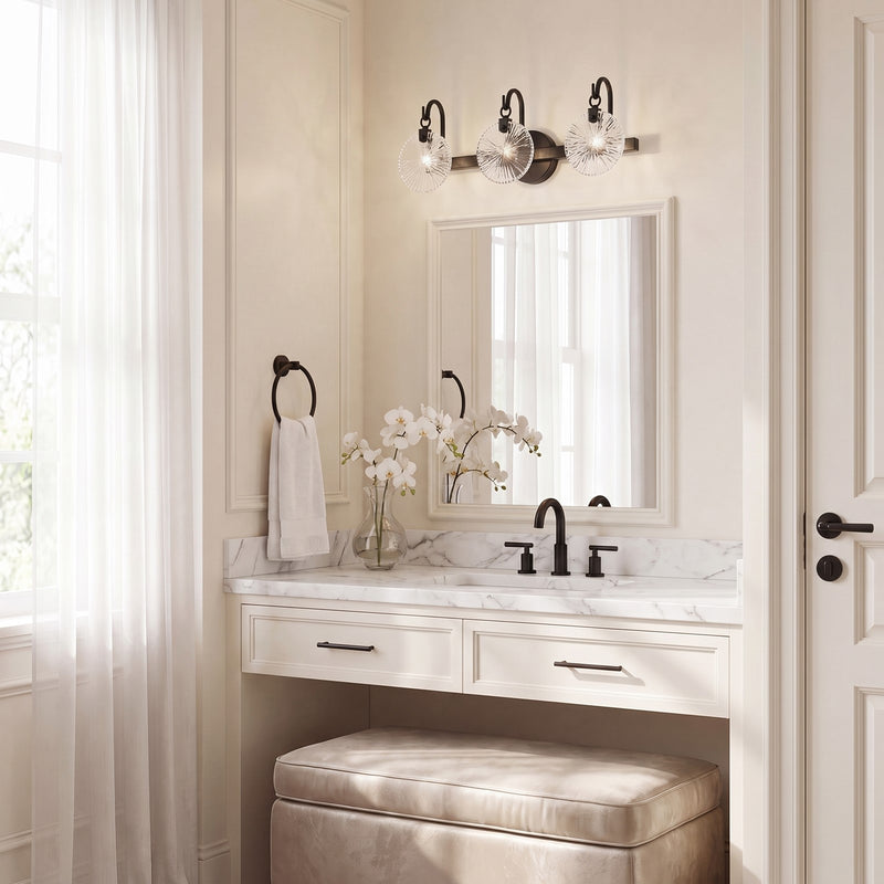 Savoy House Addison 3 Light Bath, Matte Black/Clear Starburst