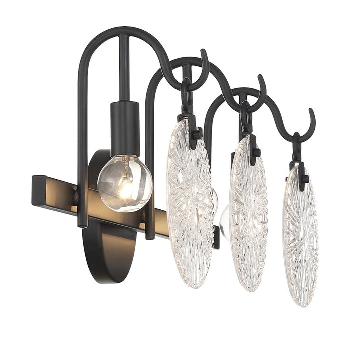 Savoy House Addison 3 Light Bath, Matte Black/Clear Starburst