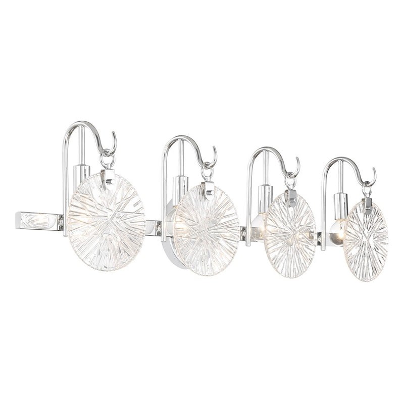 Savoy House Addison 4 Light Bath, Polished Chrome/Clear Starburst