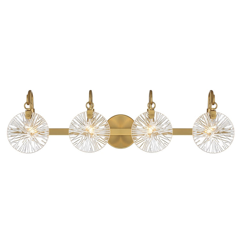Savoy House Addison 4 Light Bath, Warm Brass/Clear Starburst