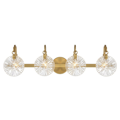 Savoy House Addison 4 Light Bath, Warm Brass/Clear Starburst - 8-3981-4-322