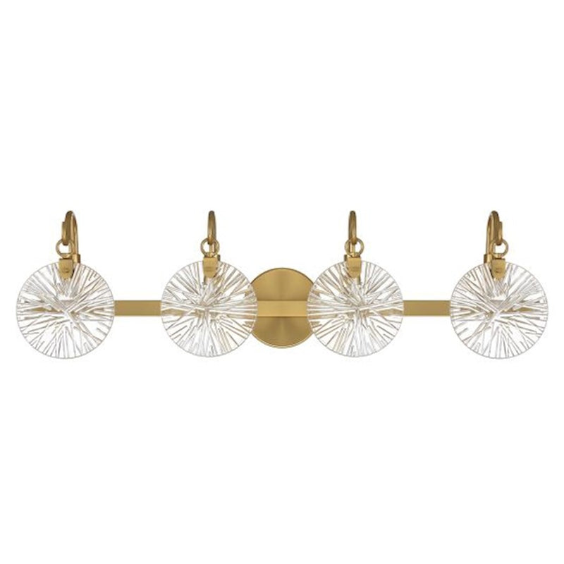 Savoy House Addison 4 Light Bath, Warm Brass/Clear Starburst
