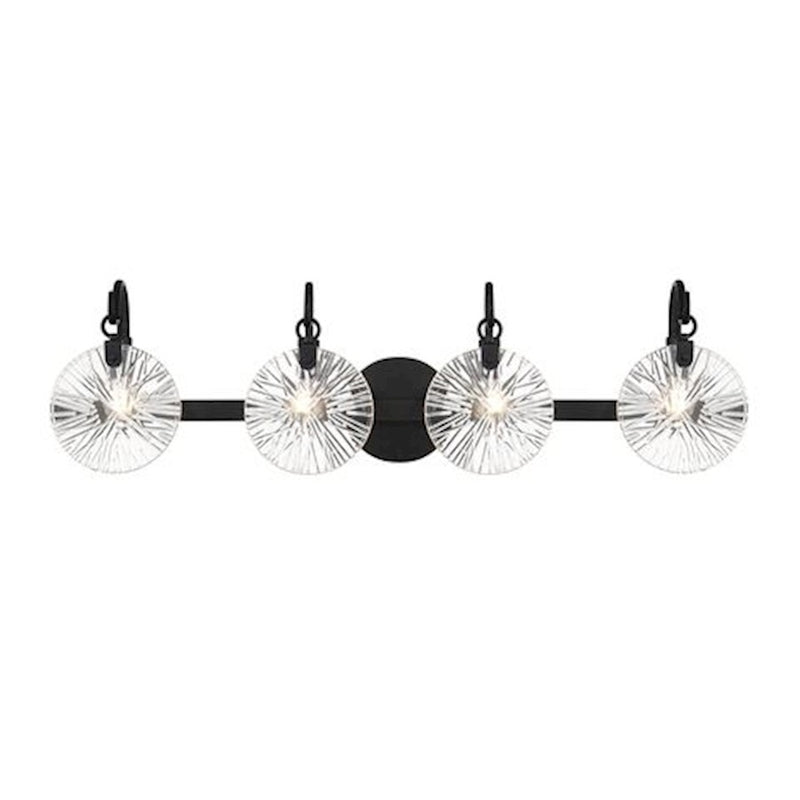 Savoy House Addison 4 Light Bath, Matte Black/Clear Starburst