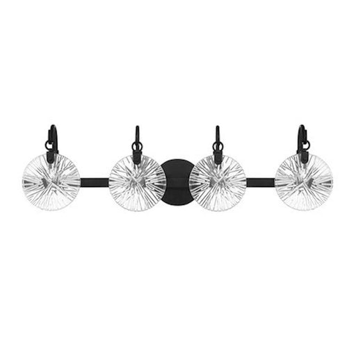 Savoy House Addison 4 Light Bath, Matte Black/Clear Starburst