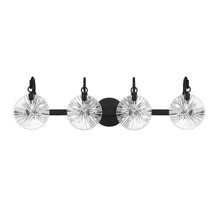 Savoy House Addison 4 Light Bath, Matte Black/Clear Starburst