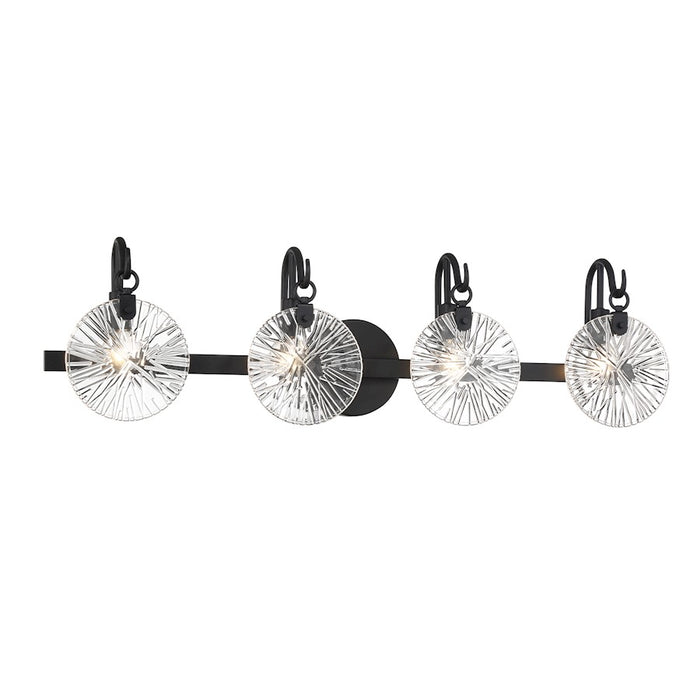 Savoy House Addison 4 Light Bath, Matte Black/Clear Starburst