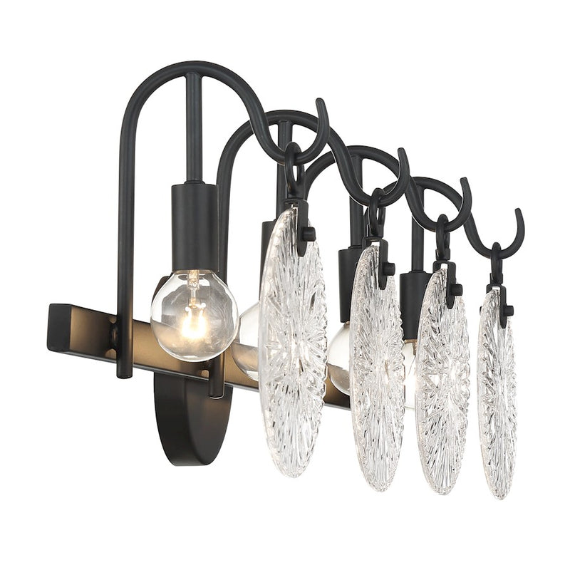 Savoy House Addison 4 Light Bath, Matte Black/Clear Starburst