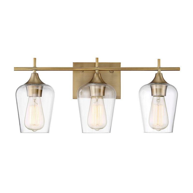 Savoy House Octave 3-Light Bathroom Vanity Light, Warm Brass
