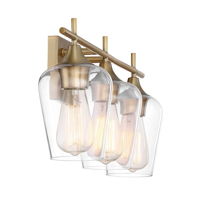 Savoy House Octave 3-Light Bathroom Vanity Light, Warm Brass