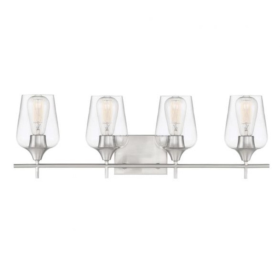 Savoy House Octave 4-Light Bathroom Vanity Light, Satin Nickel - 8-4030-4-SN