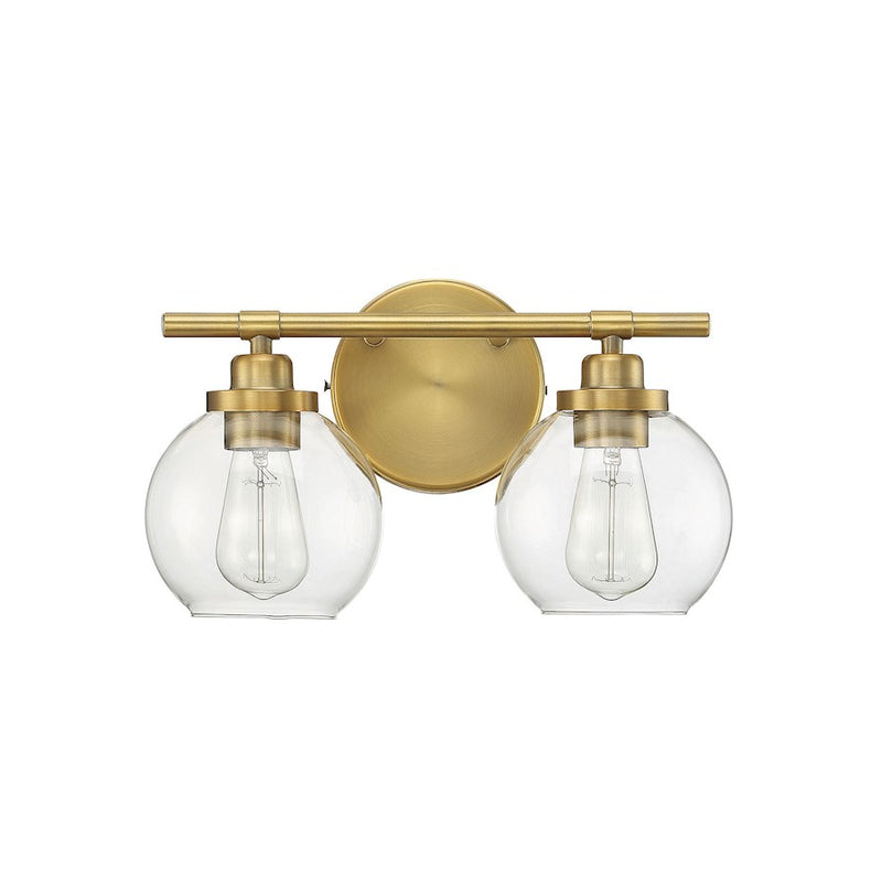 Savoy House Carson 2-Light Bathroom Vanity Light, Warm Brass