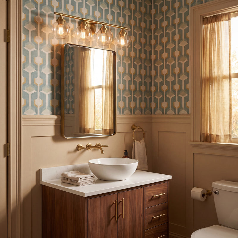 Savoy House Carson 4-Light Bathroom Vanity Light, Warm Brass