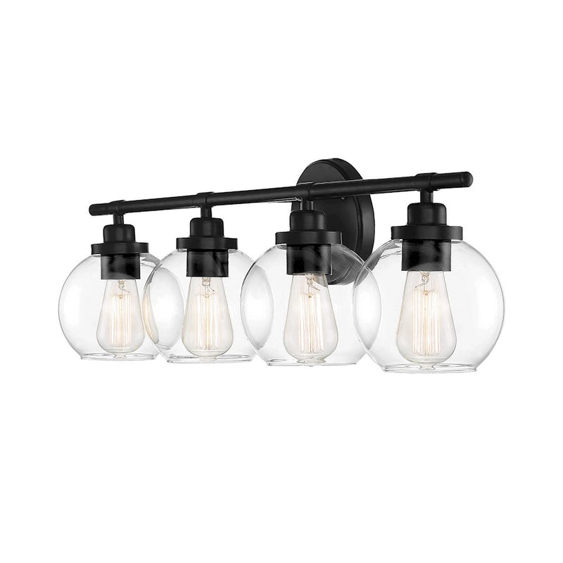 Savoy House Carson 4-Light Bathroom Vanity Light, Matte Black