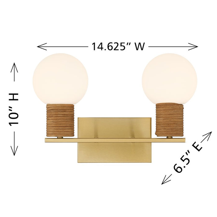 Savoy House Jarrell 2 Lt Bath Sconce, White, Warm Brass