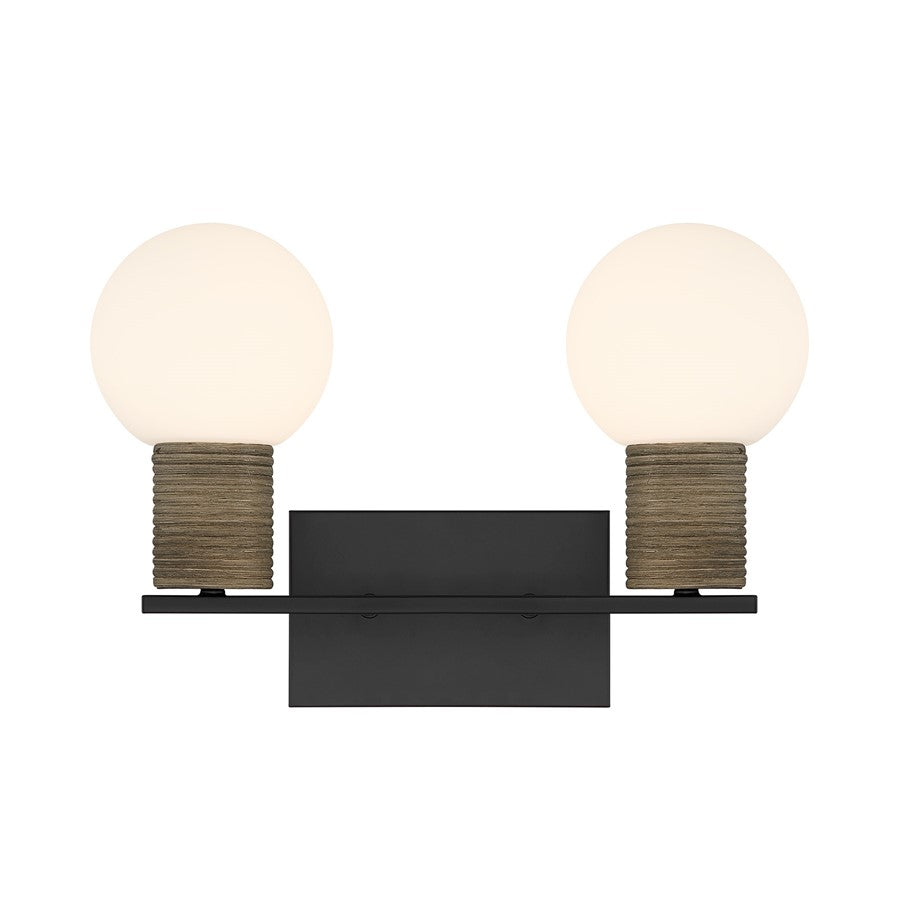 Savoy House Jarrell 2 Lt Bath Sconce, White, Matte Black - 8-4081-2-BK
