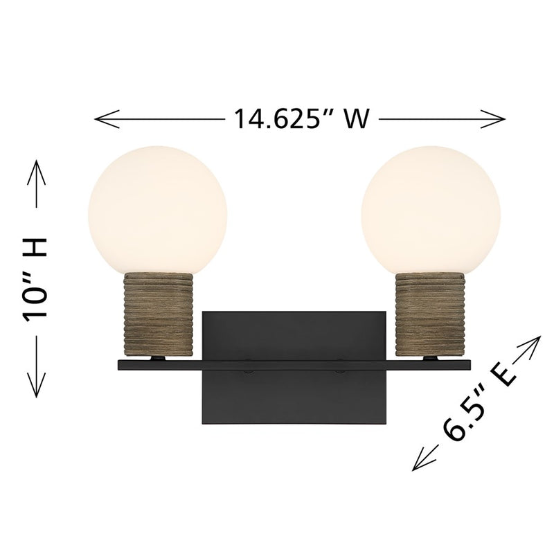Savoy House Jarrell 2 Lt Bath Sconce, White, Matte Black