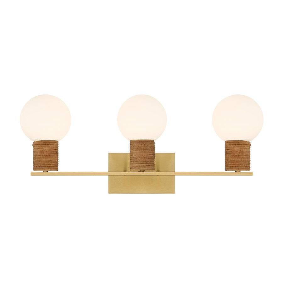 Savoy House Jarrell 3 Lt Bath Sconce, White, Warm Brass - 8-4081-3-322