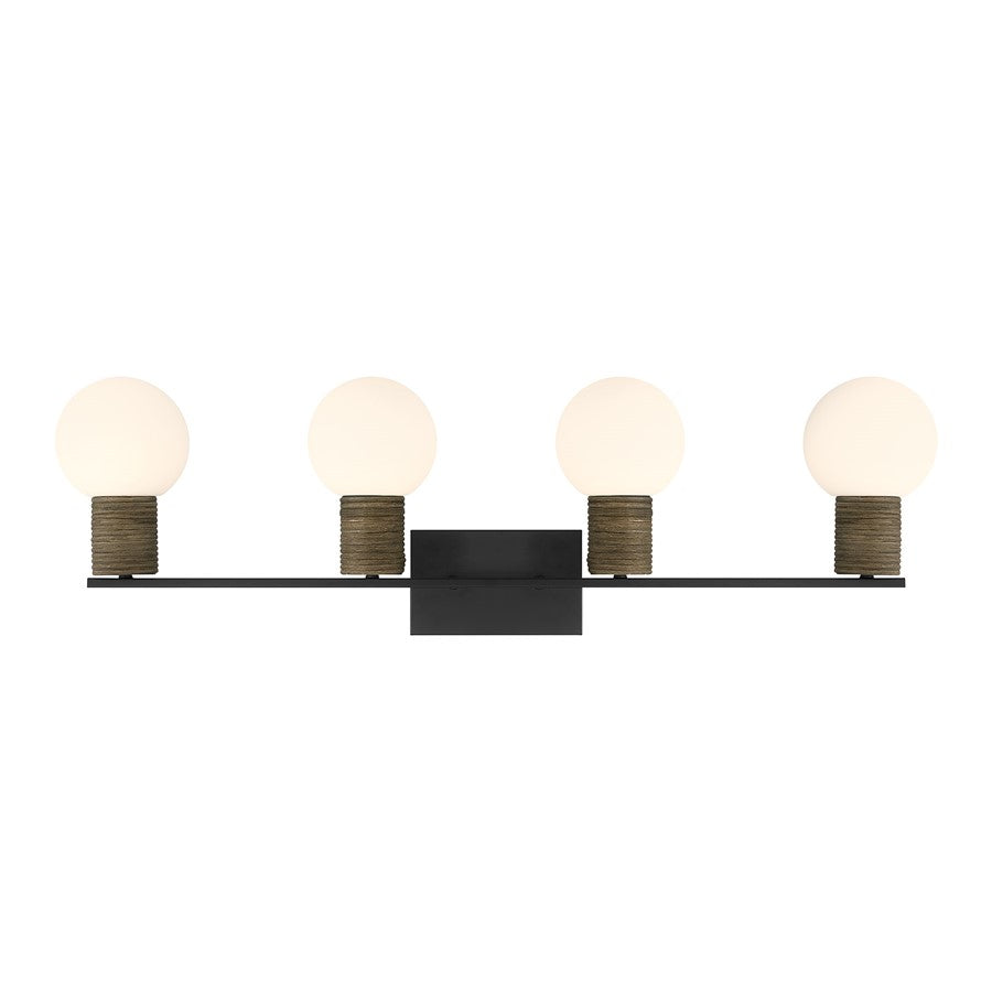 Savoy House Jarrell 4 Lt Bath Sconce, White, Matte Black - 8-4081-4-BK
