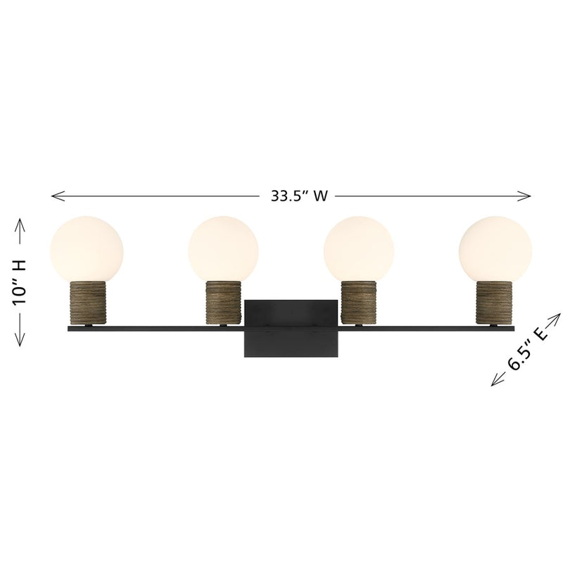 Savoy House Jarrell 4 Lt Bath Sconce, White, Matte Black