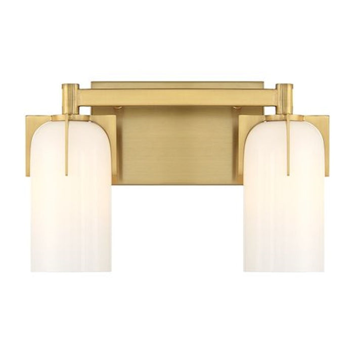 Savoy House Caldwell 2 Light Bath, Warm Brass/Etched White Opal - 8-4128-2-322