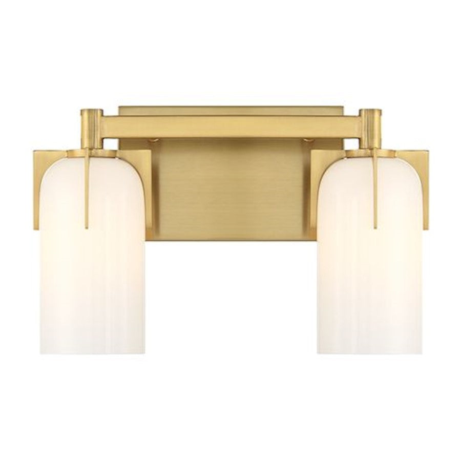 Savoy House Caldwell 2 Light Bath, Warm Brass/Etched White Opal - 8-4128-2-322