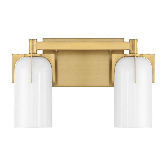 Savoy House Caldwell 2 Light Bath, Warm Brass/Etched White Opal