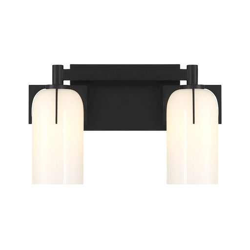 Savoy House Caldwell 2 Light Bath, Matte Black/Etched White Opal - 8-4128-2-BK