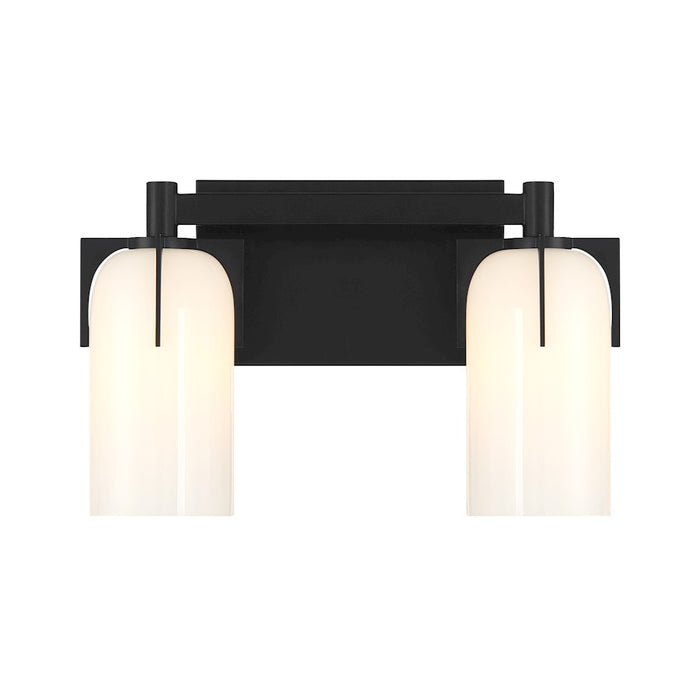 Savoy House Caldwell 2 Light Bath, Matte Black/Etched White Opal - 8-4128-2-BK