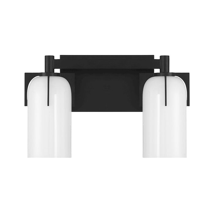 Savoy House Caldwell 2 Light Bath, Matte Black/Etched White Opal