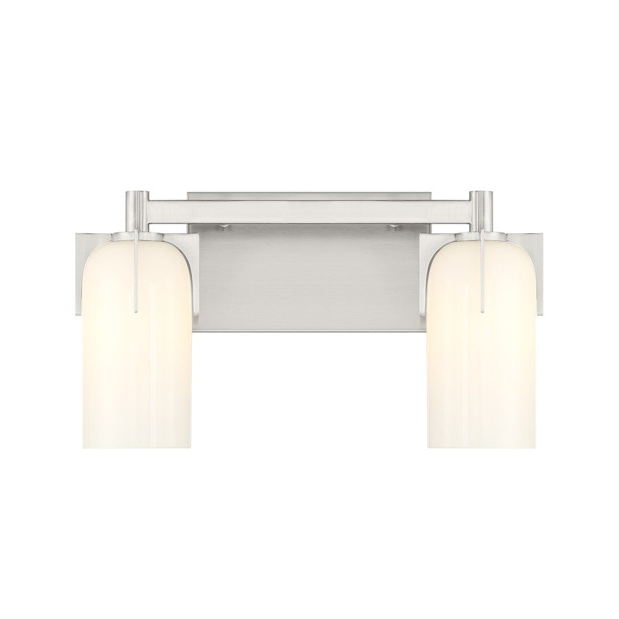 Savoy House Caldwell 2 Light Bath, Satin Nickel/Etched White Opal - 8-4128-2-SN