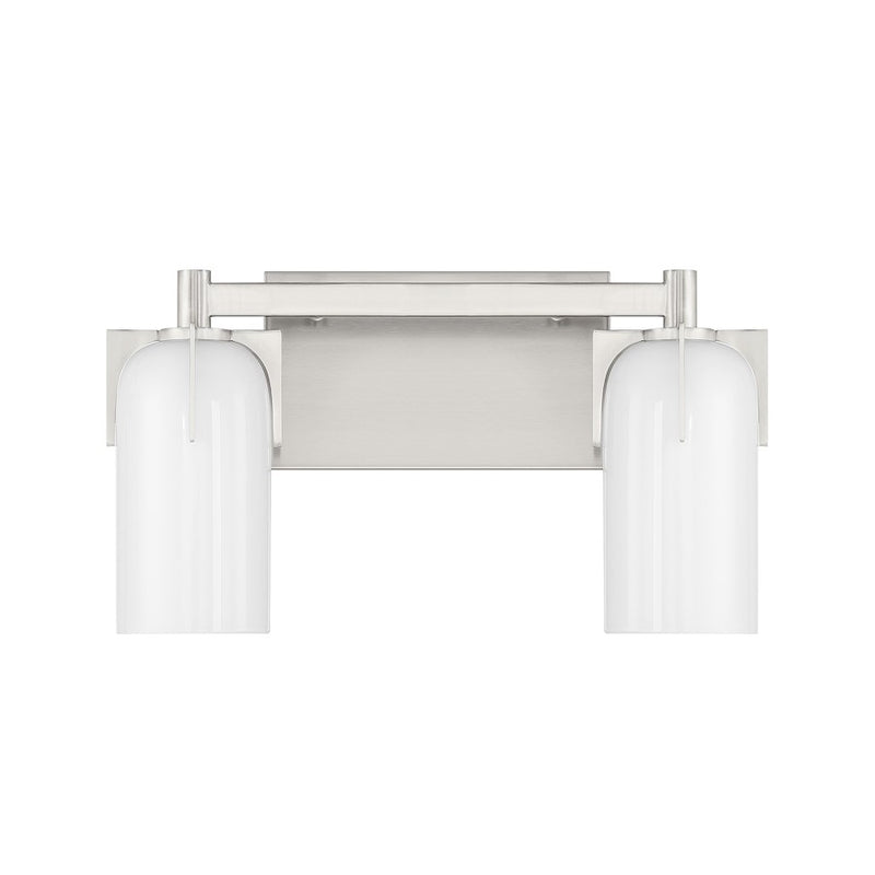 Savoy House Caldwell 2 Light Bath, Satin Nickel/Etched White Opal